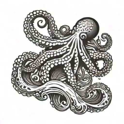 Octopus On A Wave Crashing