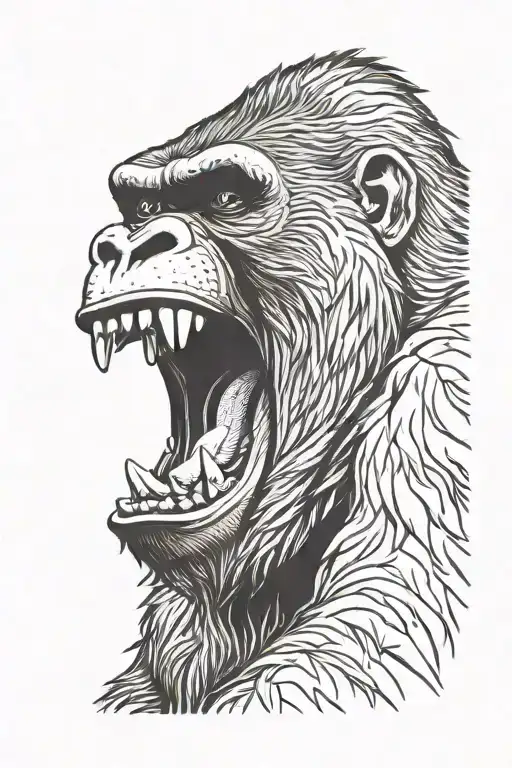 Angry Gorilla Screaming Profile From The Side