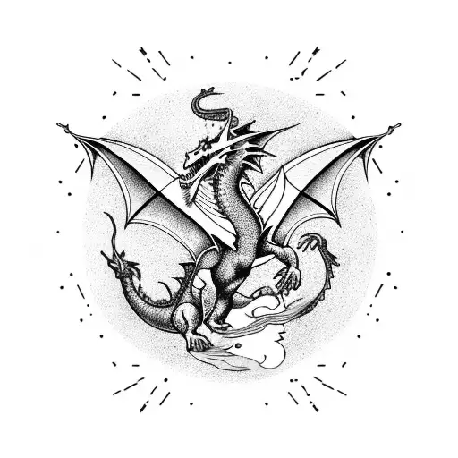 A Mystical Dragon Flying Over A Goa Trance Music Festival