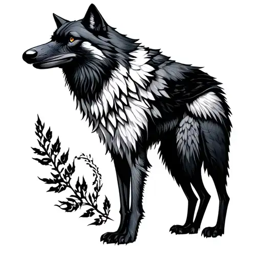 Slavic Wolf And Raven Standing