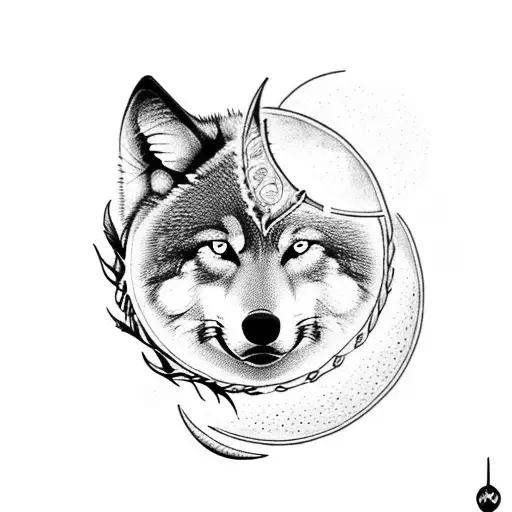 Wolf With Moon Tears And Dreamcatcher