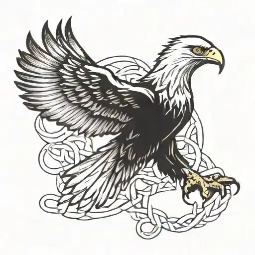 Eagle Landing On Cross Intertwined