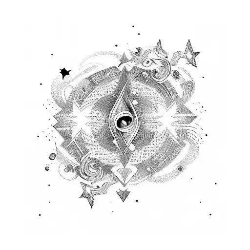 A Cosmic Symphony Of Music Notes And Stars