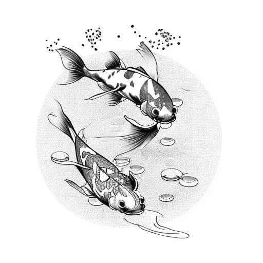 A Graceful Koi Fish Swimming Through A Sea Of Cherry Blossom Petals