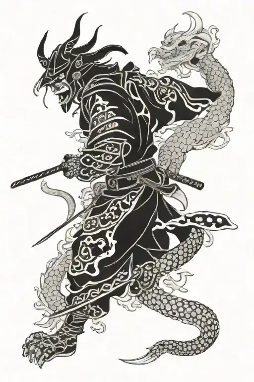 Japanese Samurai With Dragon Wrapping