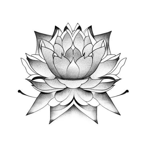 Lotus Flower Blooming In A Traditional Thai Art Style