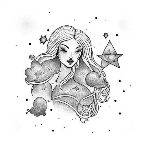 Celestial Witch Casting Spells In The Night Sky