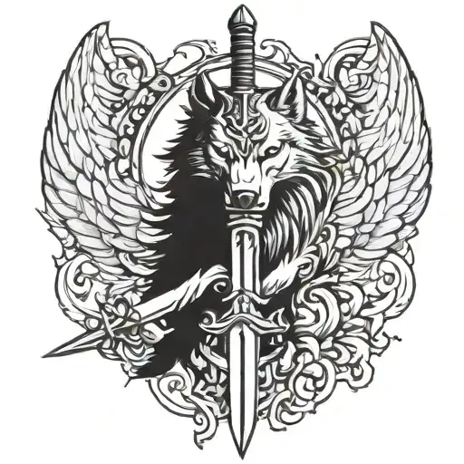 Sword With Wings And Wolf Head