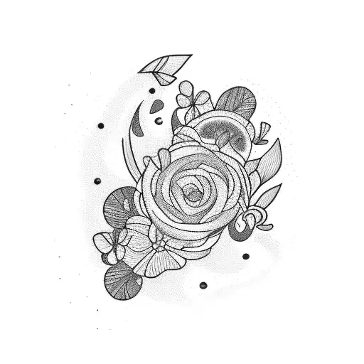 Black Winding River With Small Flowers