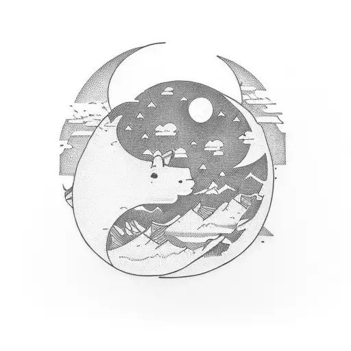 Winding River With The Moon