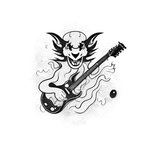 Rock And Roll Concert Scene With A Dragon Playing Guitar