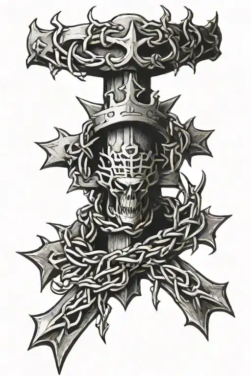 Christian Cross With Crown Of Thorns Wrapped Tightly