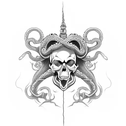 Skull With Tentacles Hanging Down