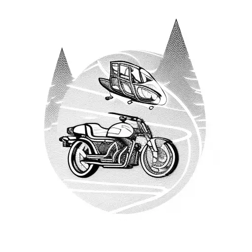 A Motorcycle Riding Through A Mountain Range With A Helicopter Hovering Above