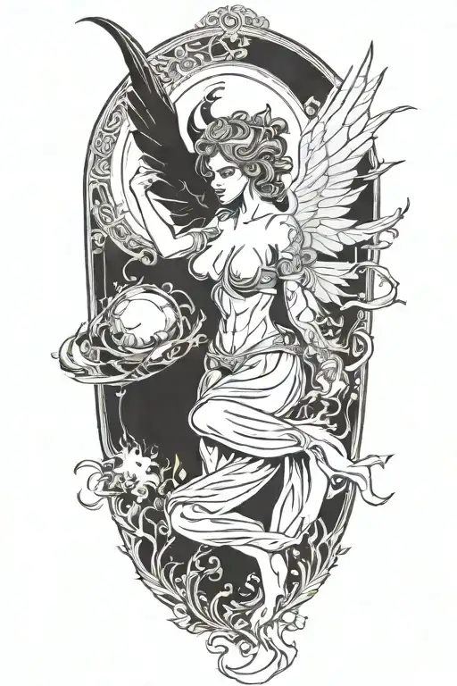 Winged Female Demon Siloutte