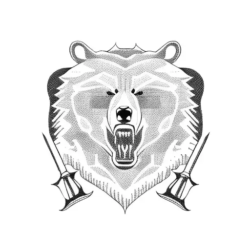 Angry Siberian Bear With A Weapon