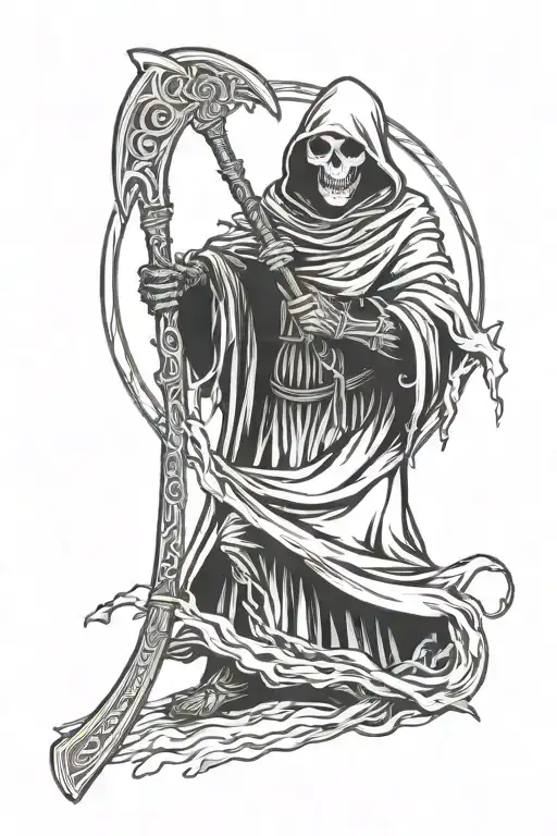Grim Reaper Holding A Scythe