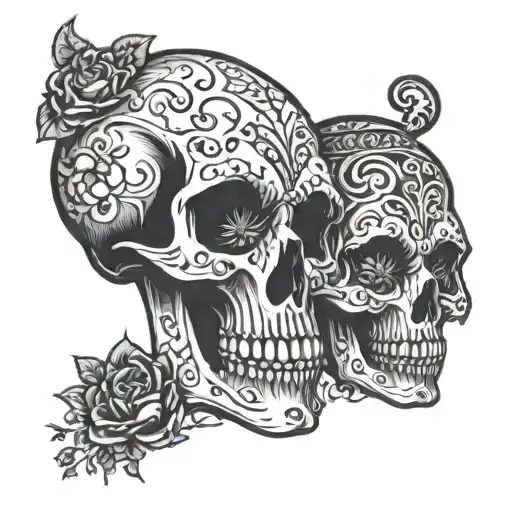 Tattoo Pair Skull Boy And Girl