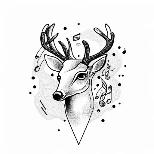 A Majestic Deer Surrounded By Musical Notes And Coffee Beans