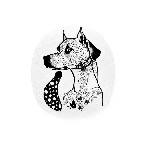 A Blackwork Silhouette Of A Woman And A Dog Kissing