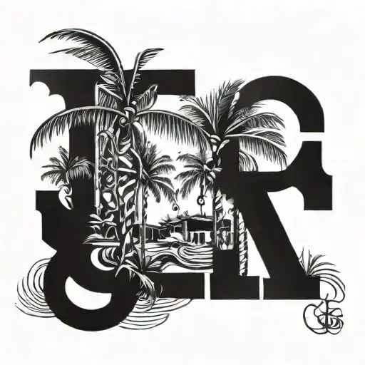 Vizcarra In Chicano Lettering With Palm Trees