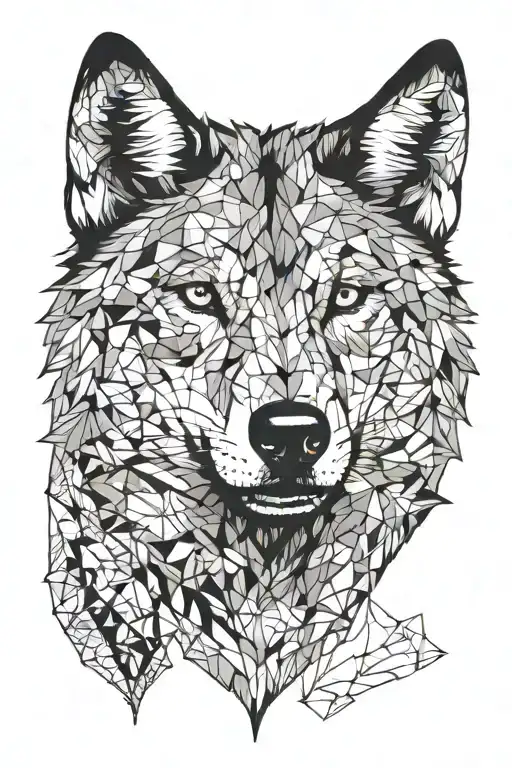 Wolf Face With Diamont Shaped Background