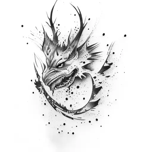 Water Color Whip Splatters Black Ink