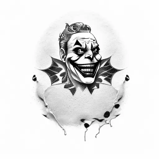 The Joker Skull With A Clown Hat On