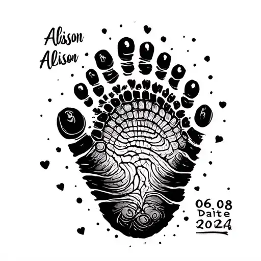 Real Baby Footprint That Has A Name Alisson Date 06-08-2024