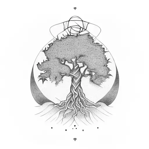 Dieing Tree With Wicca Symbols