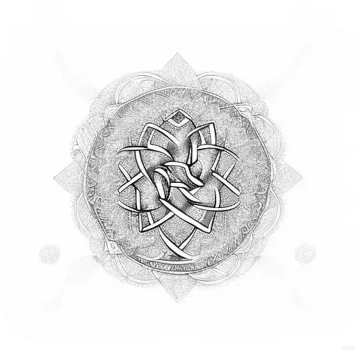 The Tree Of Life And Endless Knot And Lotus Flower