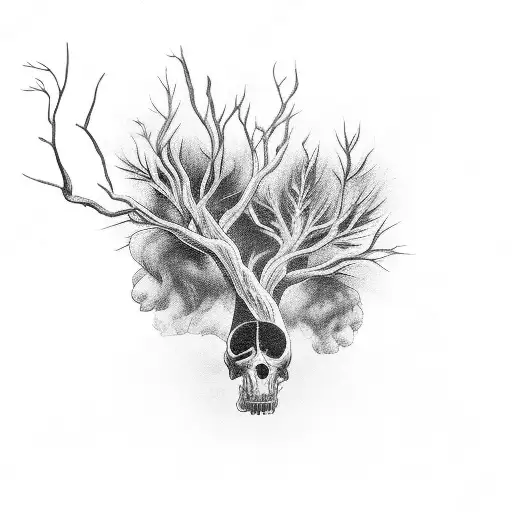 Black Crows Sitting On Black Withered Tree While Smoke Comes Out Of Their Empty Eyesockets