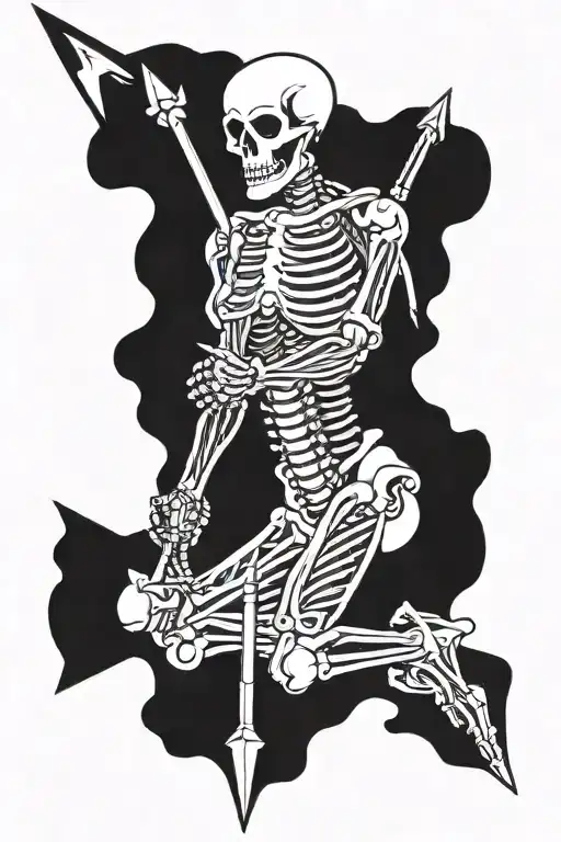 Skeleton With An Arrow Piercing Its Knee