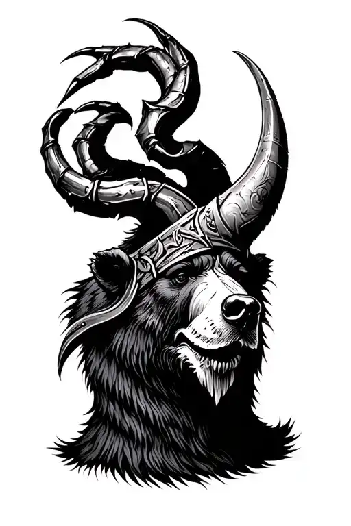 Viking Sleeve Tattoo Featuring A Bear Claw