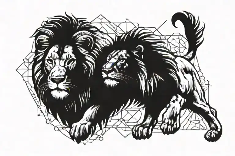 Lion And Lioness Lying On The Floor Plan