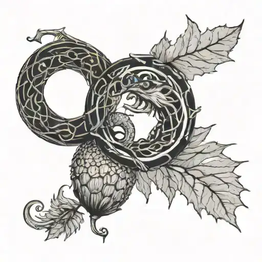 Ouroboros And Acorn Leaf