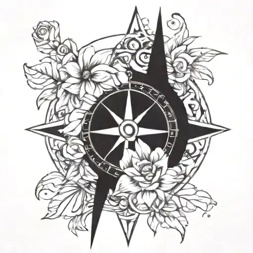 Compass With Flower