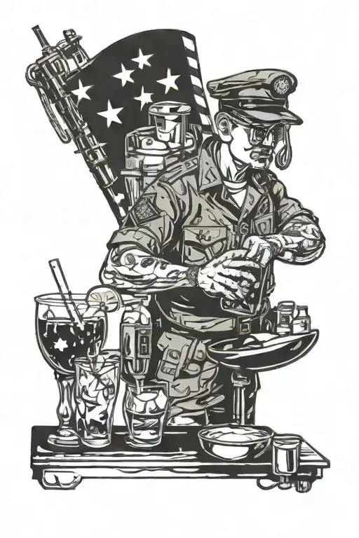 Military Bartender Mixing Drinks