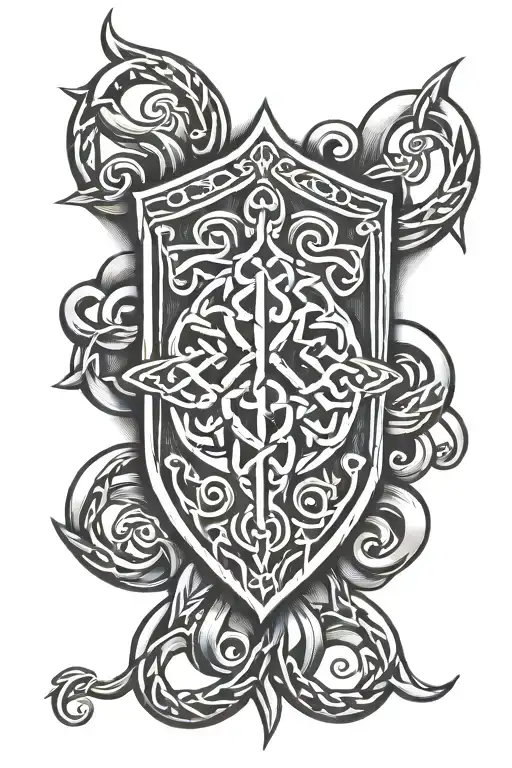 Celtic Knot With And Shield Adorned