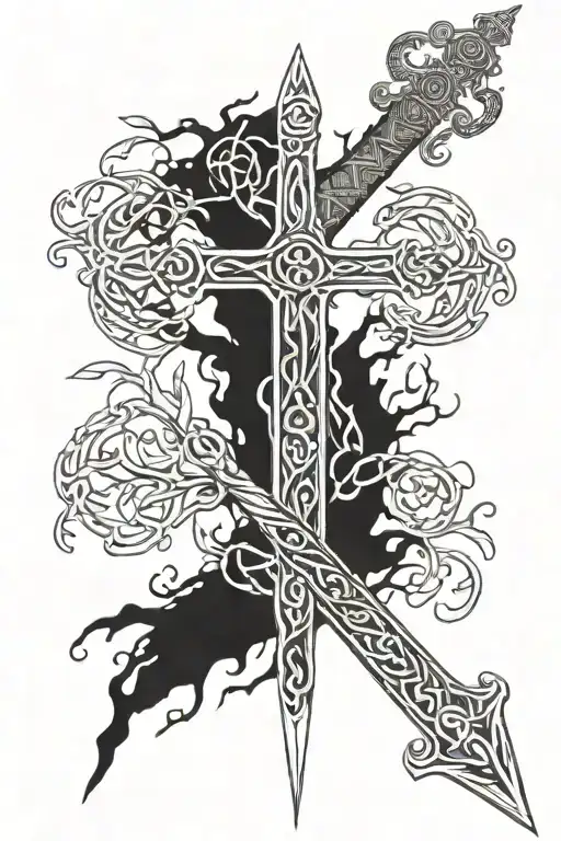 Celtic Tree Encasing A Sword