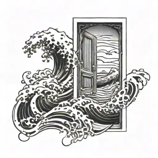 Door Opening To Reveal Ocean Waves