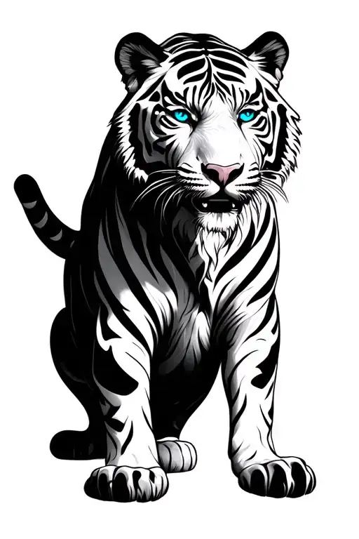 Kind White Tiger With Blue Eyes Cyber Sigilism