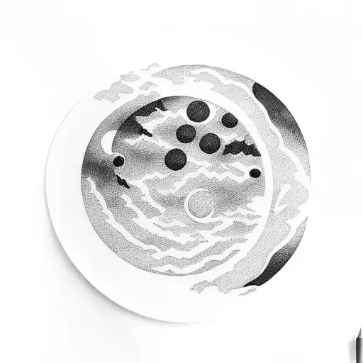 Sleeve Color Moon Sun Mountains Trees