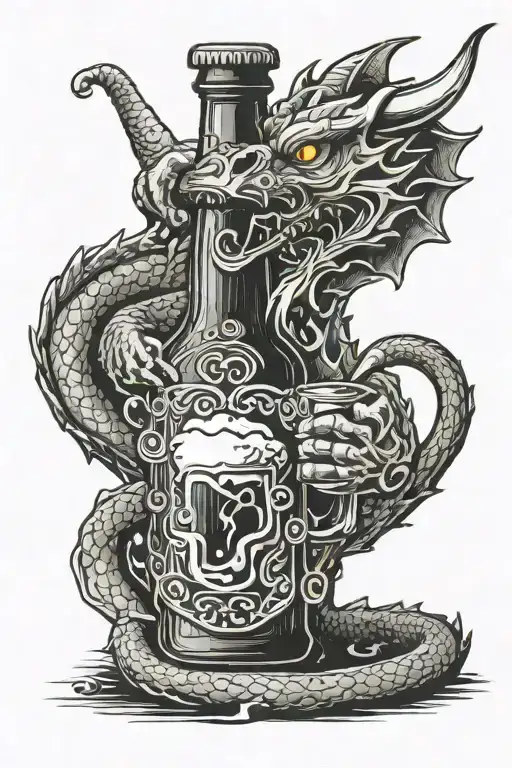 Dragon Drinking Beer Bottle