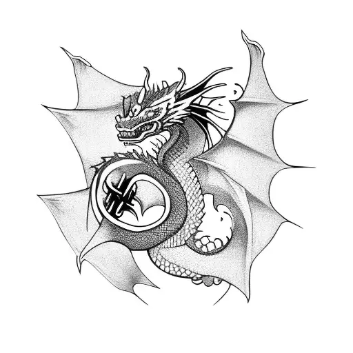 Dragon Breathing Fire With A Gun In Its Claw