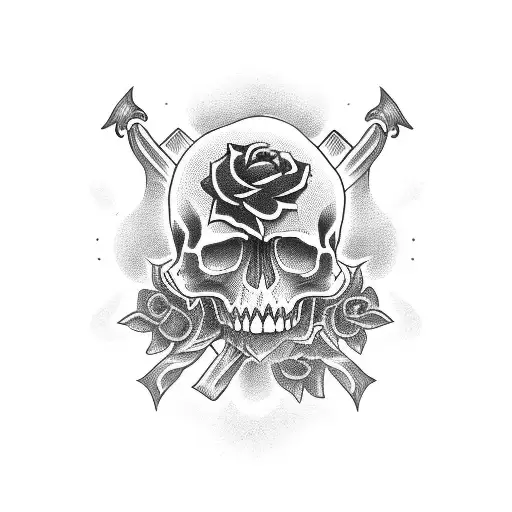 Black Spade With The Number 13 With Skulls And Roses