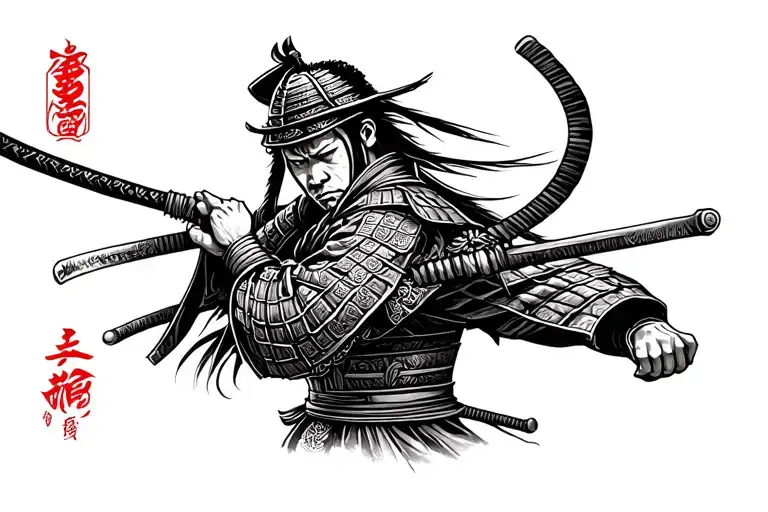 Samurai Against The Background