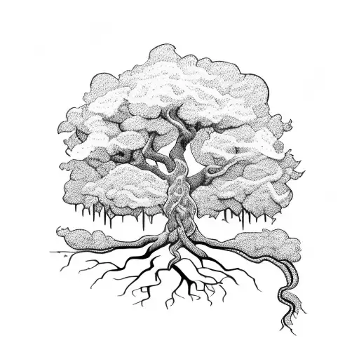 A Majestic Oak Tree With Intricate Roots Intertwined With The Word 'Survivor' In A Bold Font