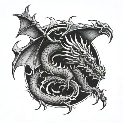 Dragon Descending From Shoulder To Chest And Arm