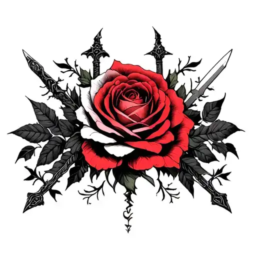 Gothic Roses Mixed With Gothic Daggers And Architecture With Famous Horror Characters